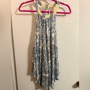 Free People Gray Blue and White Patterned Halter Tank